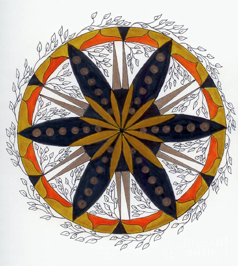 Pumpkin Drawing - Mandala of Growth by Nancy TeWinkel Lauren