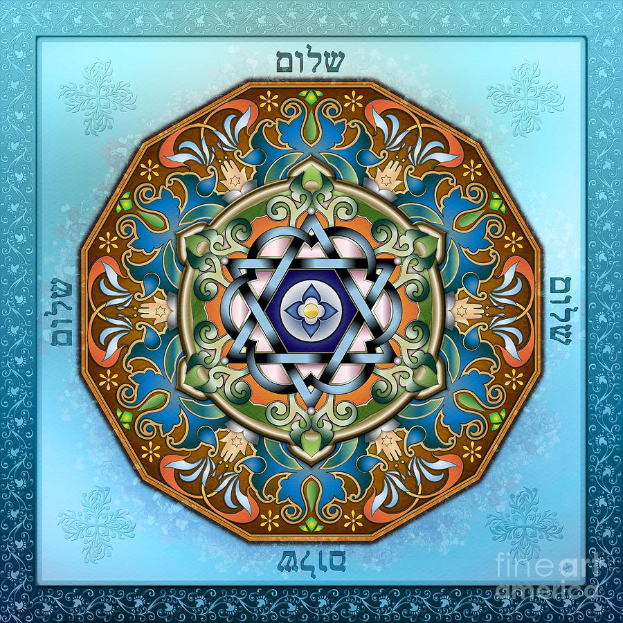 Star Of David Digital Art - Mandala Shalom by Peter Awax