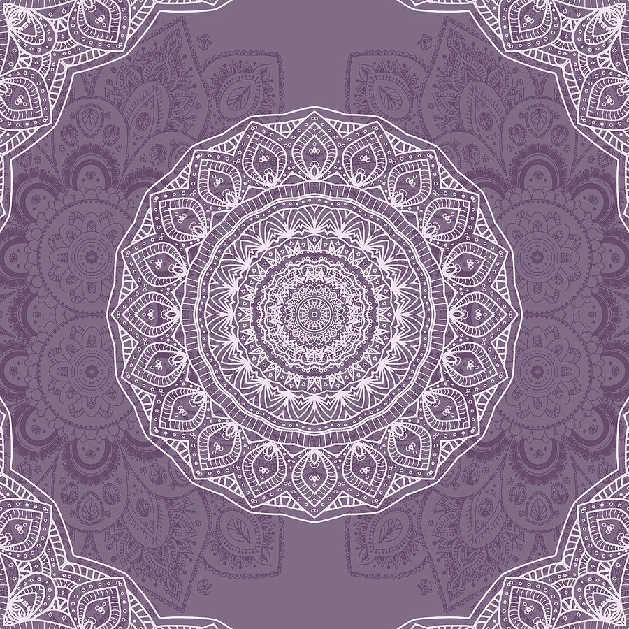 Mandala Temptation In Purple And White Digital Art