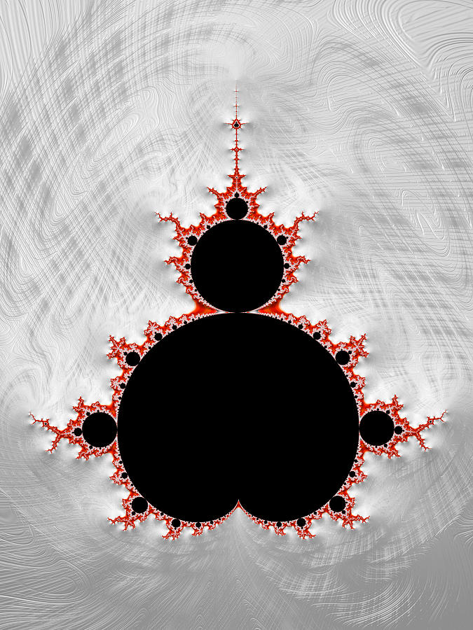 Mandelbrot set black red silver fractal art Digital Art by Matthias Hauser