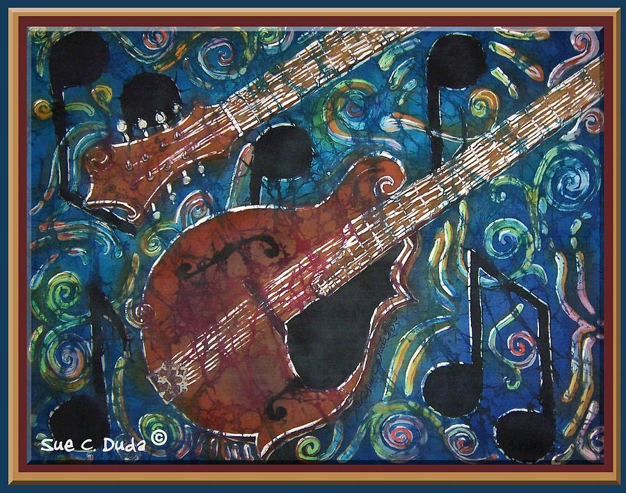 Music Painting - Mandolin - Bordered by Sue Duda
