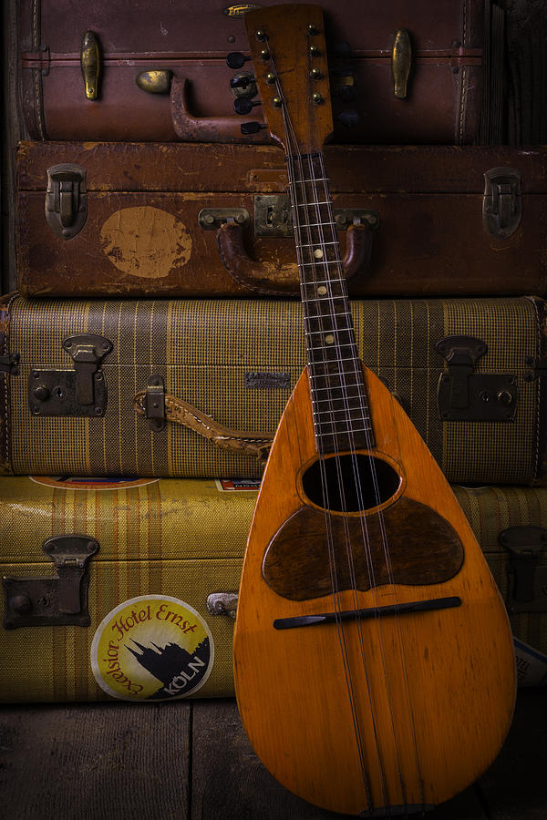 Mandolin And Suitcases Photograph by Garry Gay