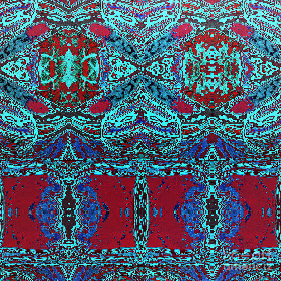 Mandoxocco-wallpaper-heart-linie-eloisa-blue-red Digital Art by Mando Xocco
