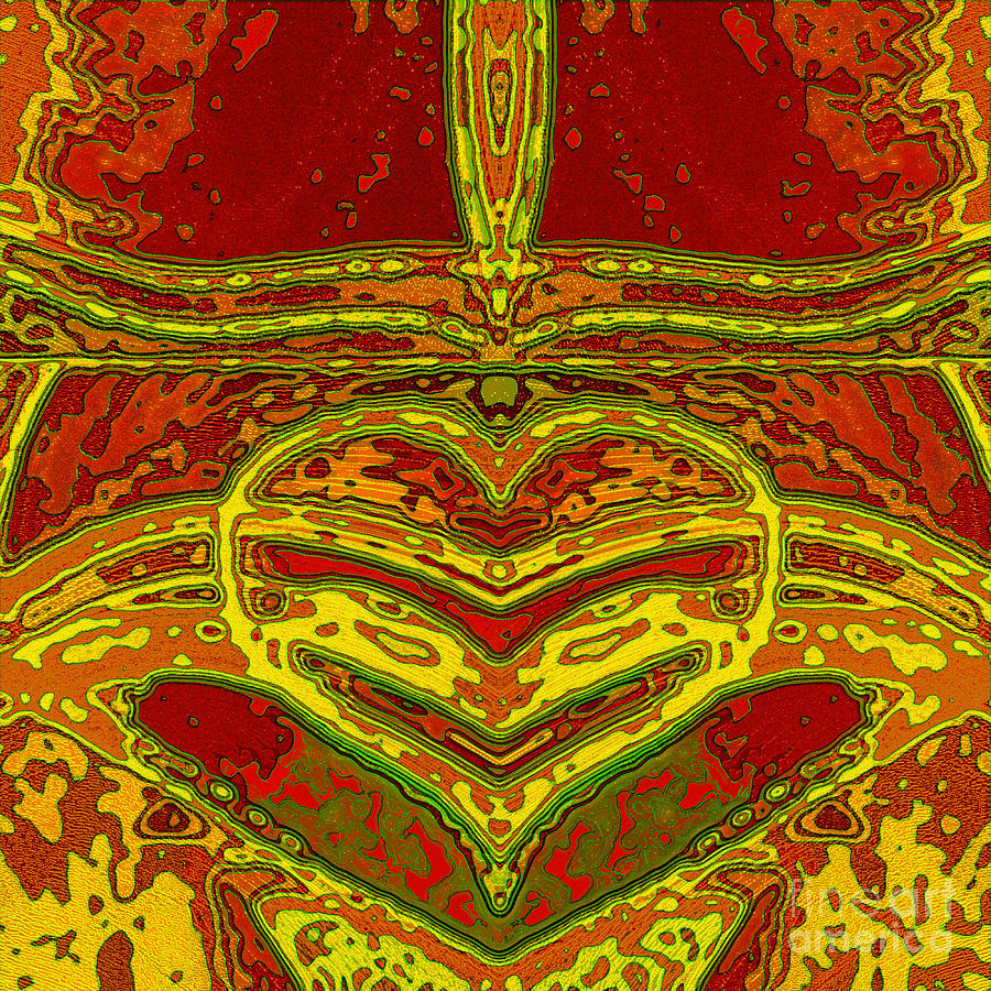 Mug Digital Art - Mandoxocco-wallpaper-heart-linie-yellow-red by Mando Xocco