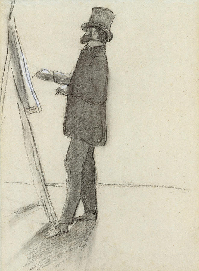 Manet and his Easel Drawing by Frederic Bazille