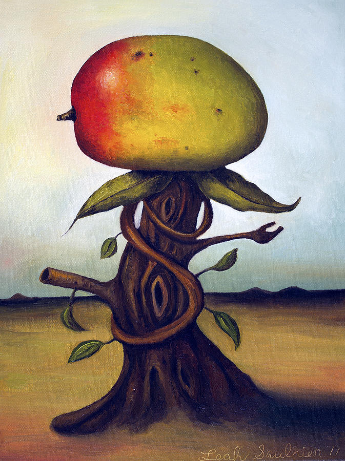 Surrealism Painting - Mango Tree AKA Senor Mango by Leah Saulnier The Painting Maniac