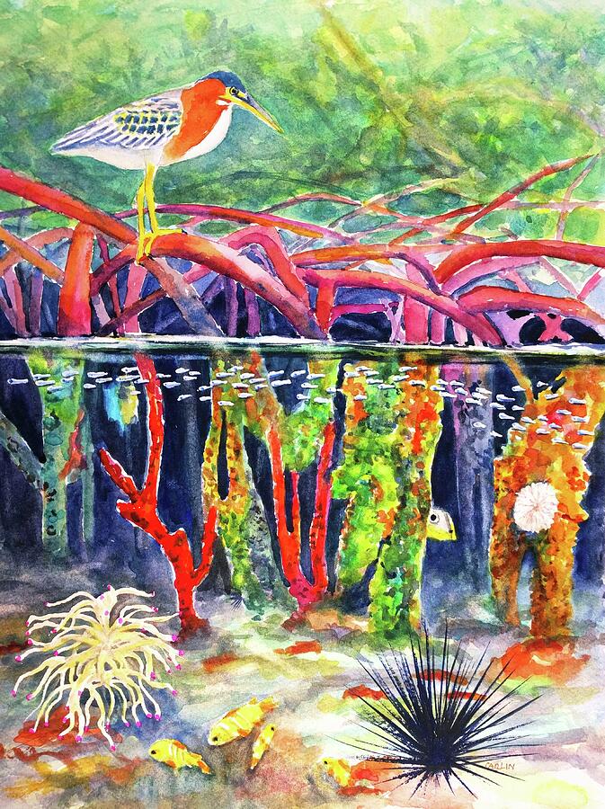 Mangrove above and below Painting by Carlin Blahnik CarlinArtWatercolor