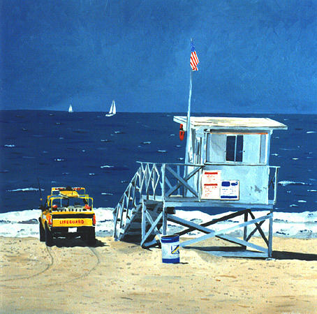 Beach Painting - Manhattan Beach Lifeguard Station by Lance Headlee