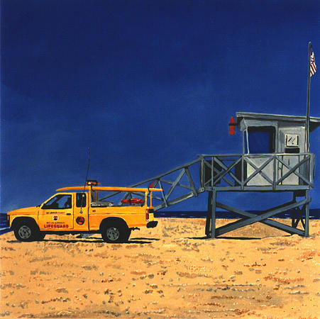 Manhattan Beach Lifeguard Station Side Painting by Lance Headlee