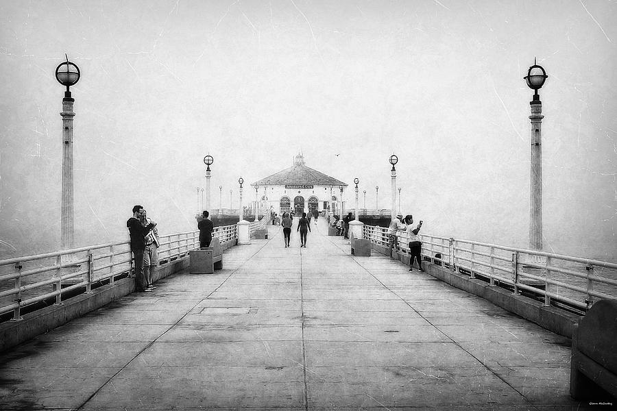 Manhattan Beach Pier In Black and White Photograph by Glenn McCarthy Art and Photography