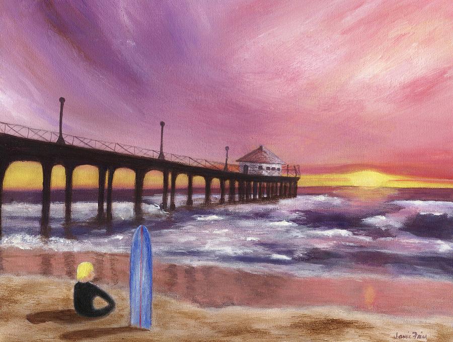 Manhattan Beach Pier Painting by Jamie Frier