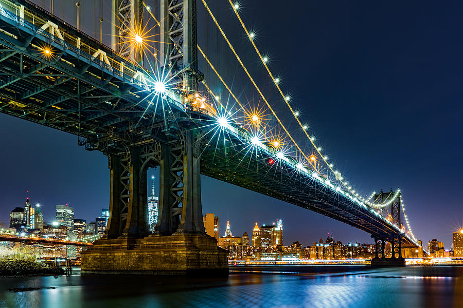 Manhattan Bridge framing Freedom Tower Photograph by Mihai Andritoiu