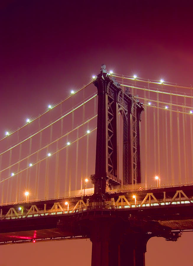 Manhattan Bridge from Brooklyn at Night Photograph by Val Black Russian Tourchin
