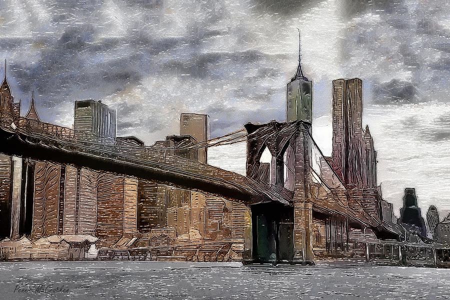 Manhattan Bridge Digital Art by Pennie McCracken