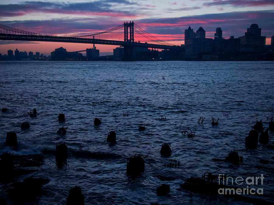 Brooklyn Bridge Photograph - Manhattan Bridge Sunrise by James Aiken