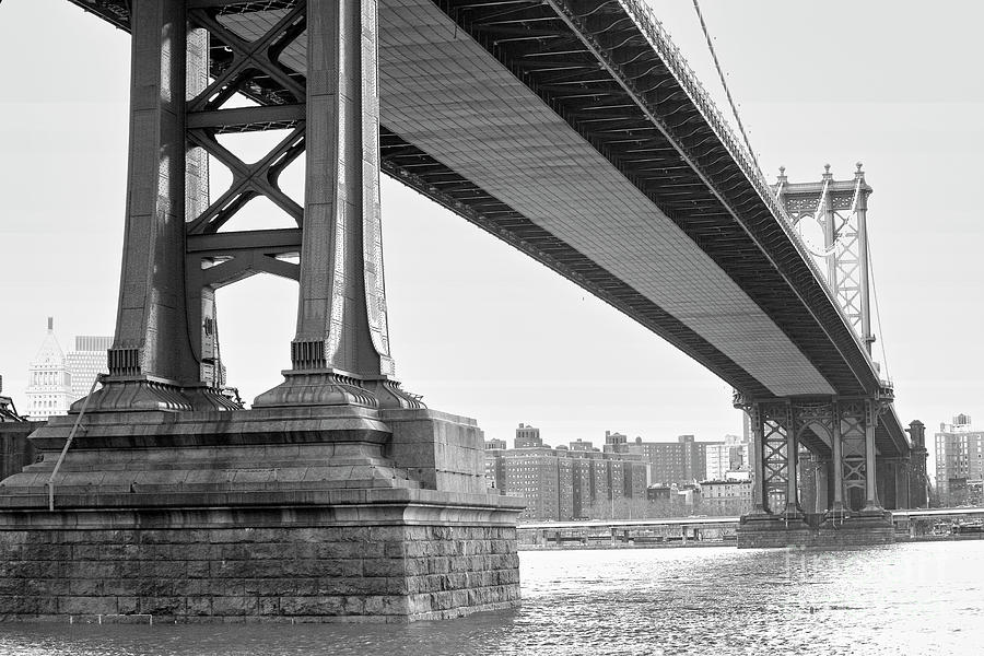 Manhattan Bridge Under BW Photograph by Chuck Kuhn