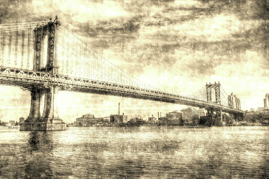 Manhattan Bridge Vintage Photograph by David Pyatt