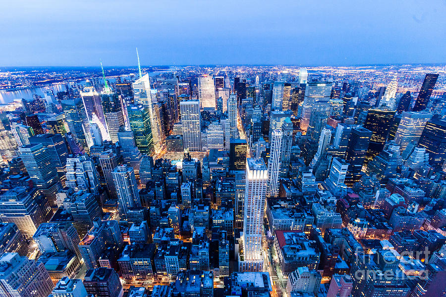 Manhattan By Night, New York City Photograph by Voisin/Phanie