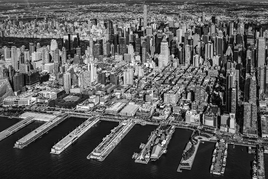 Central Park Photograph - Manhattan New York City Aerial View BW by Susan Candelario