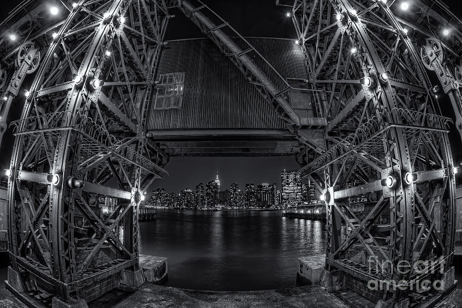 Manhattan Night Skyline Framed II Photograph by Clarence Holmes