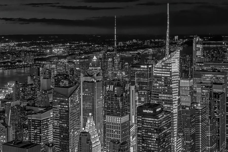 Manhattan NYC Twilight BW Photograph by Susan Candelario