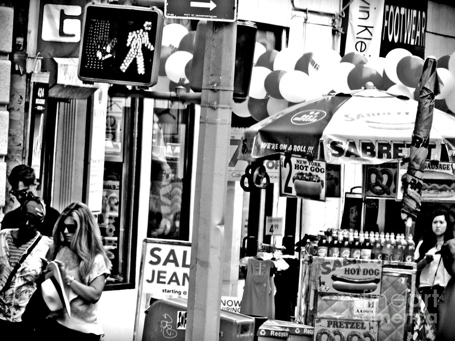 Sign Photograph - Manhattan on a Roll Grayscale by Sarah Loft