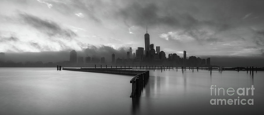 Manhattan On Fire BW Pano Photograph by Michael Ver Sprill
