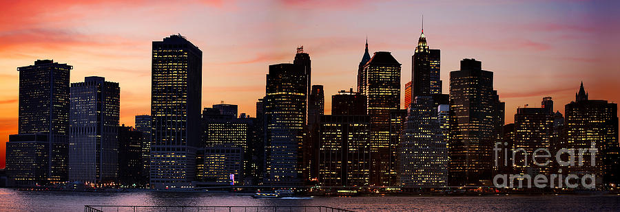Manhattan Skyline at Dusk from Brooklyn Heights Photograph by Carlos Alkmin