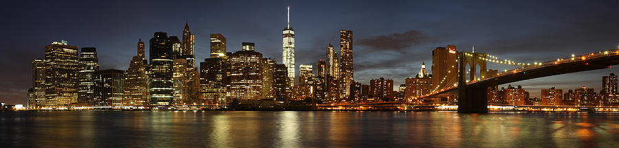 Manhattan Skyline at night - Panorama Photograph by Nathan Rupert