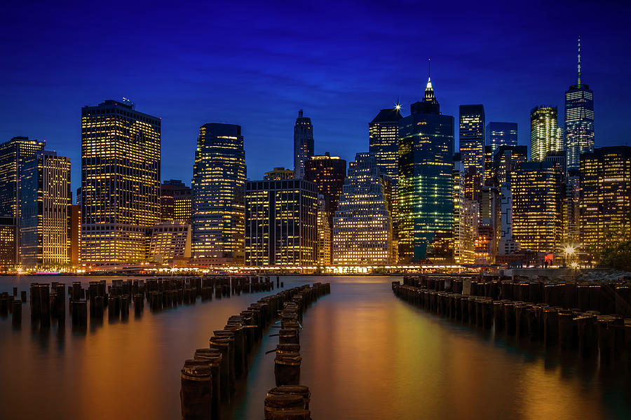 MANHATTAN SKYLINE Blue Hour Photograph by Melanie Viola - Fine Art America