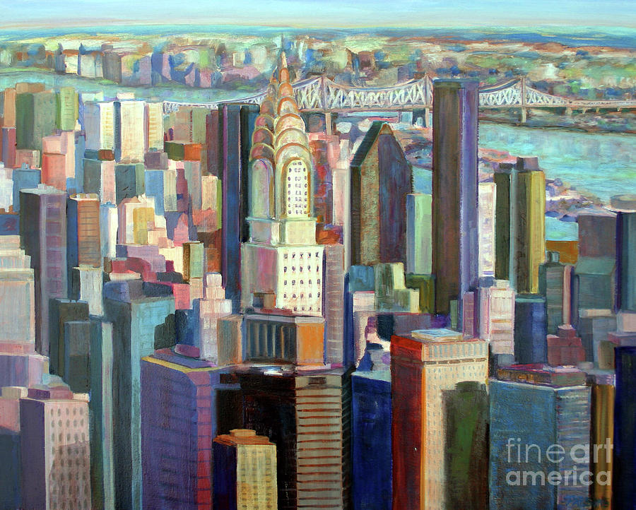 Manhattan Skyline, New York City Painting by Pamela Parsons