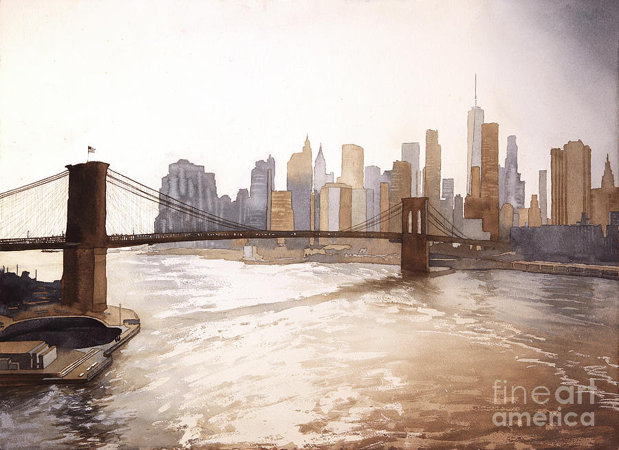 Manhattan Skyline Painting by Ryan Fox