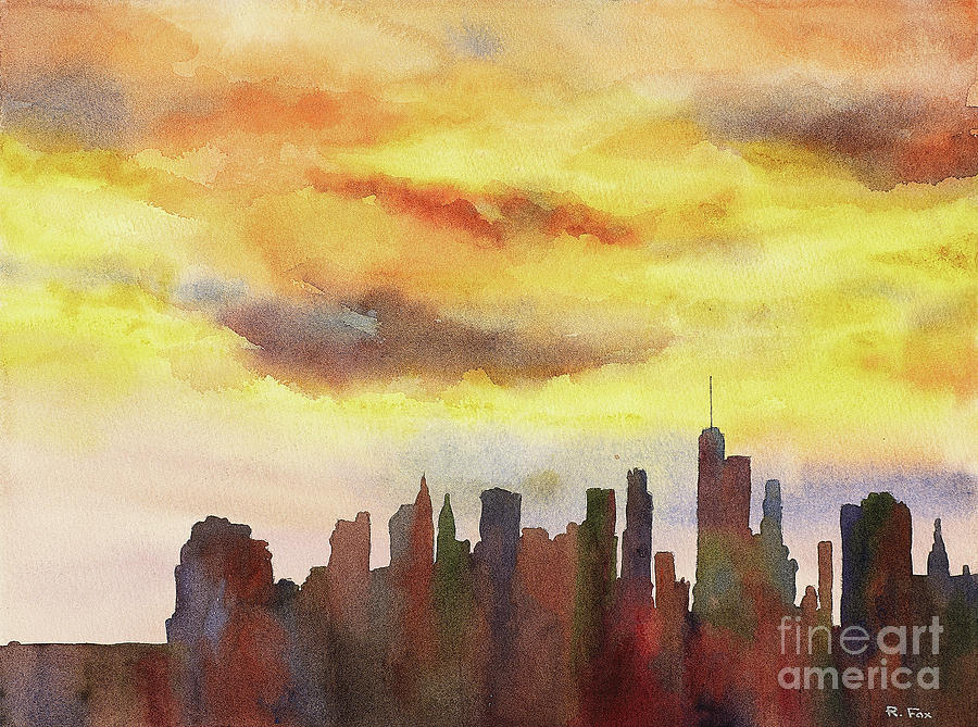 Manhattan Sunset Painting by Ryan Fox