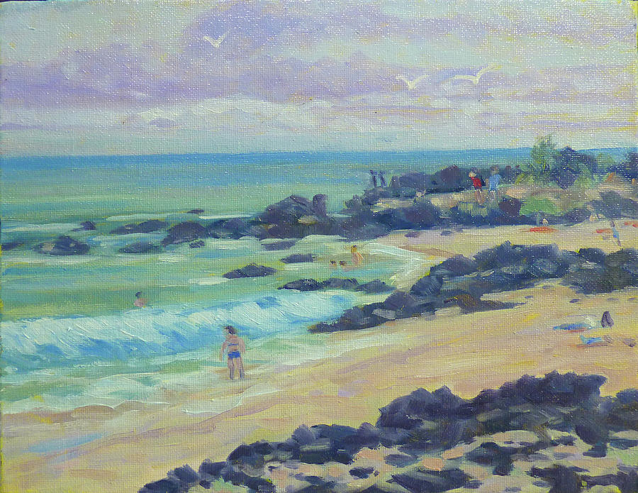 Manini Beach Small Painting by Stan Chraminski