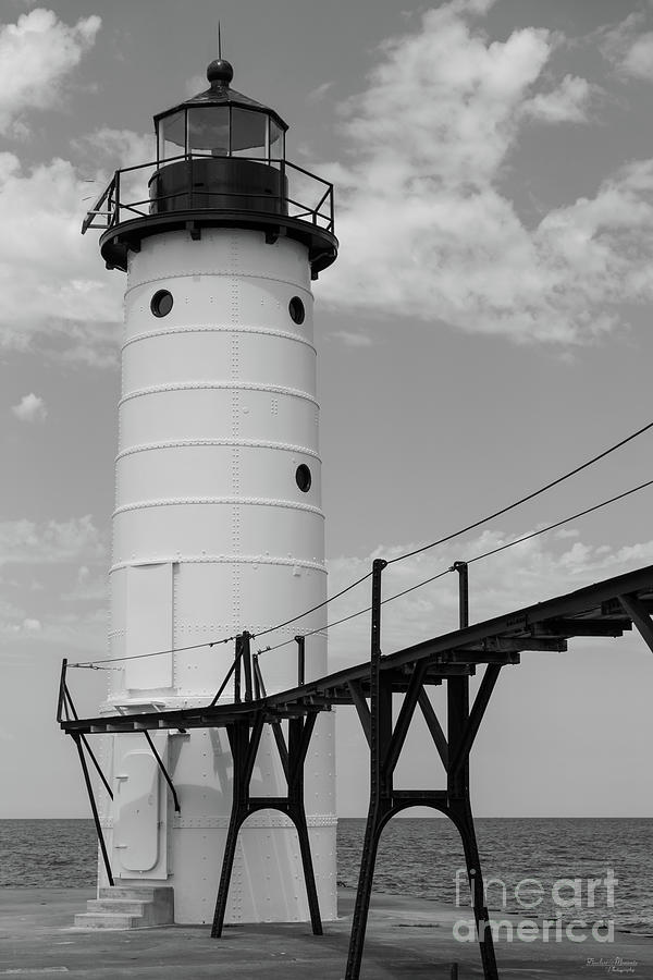 Manistee Lighthouse Grayscale Photograph by Jennifer White