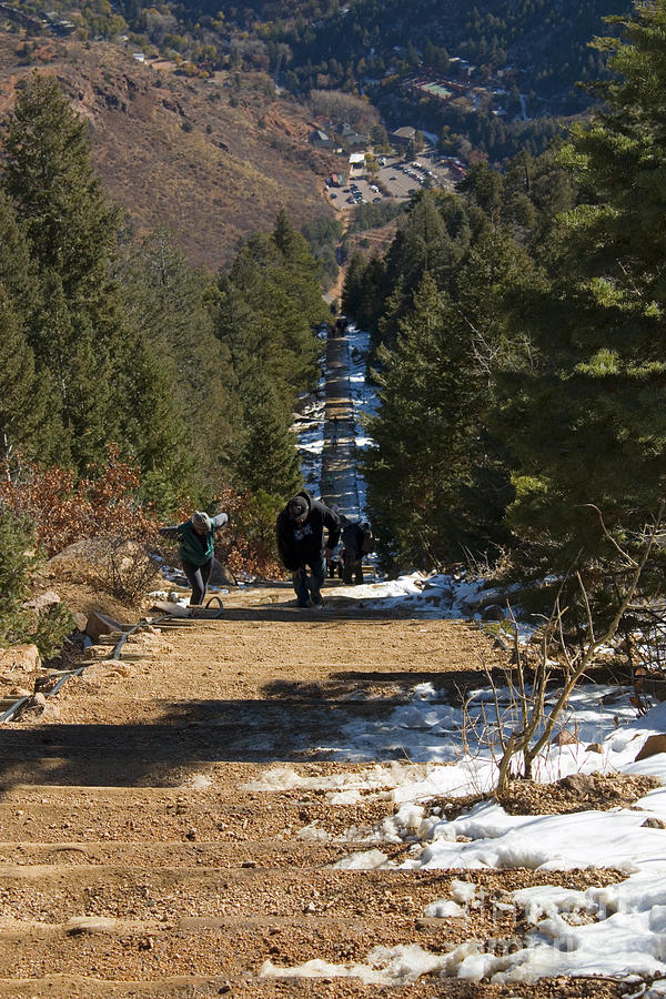 Manitou Springs Incline Trail in Wintertime Photograph by Steven Krull