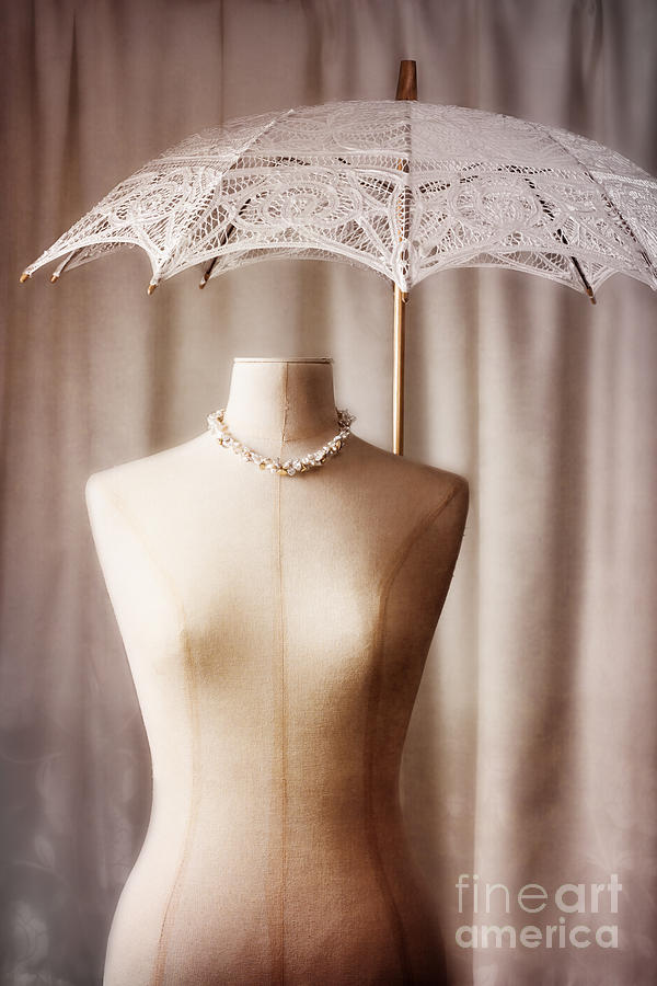 Lace Photograph - Mannequin With Parasol by Amanda Elwell