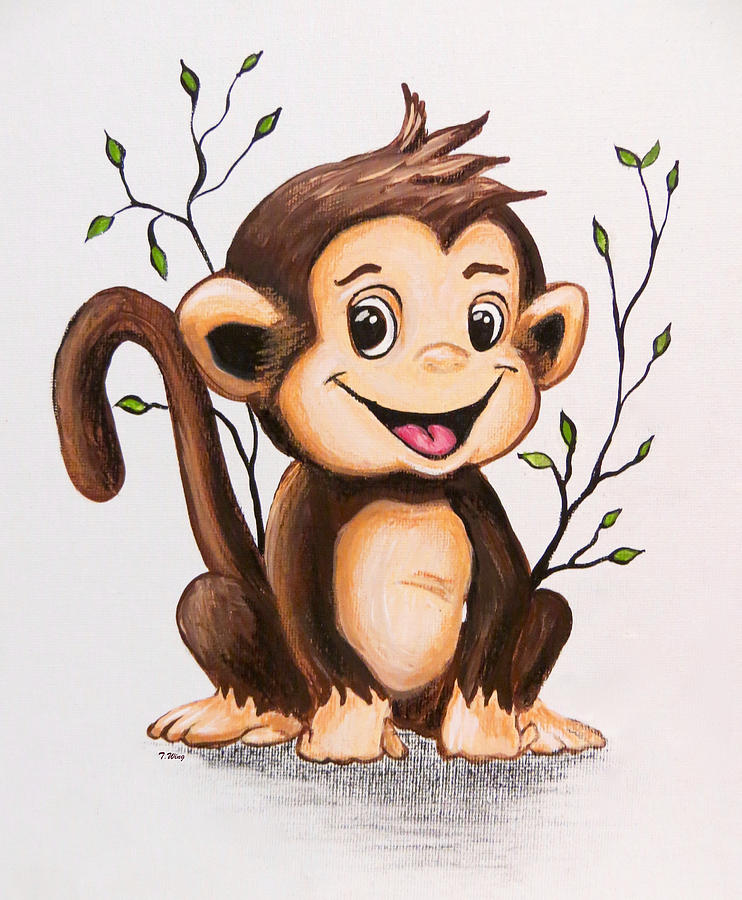 Manny the Monkey Painting by Teresa Wing
