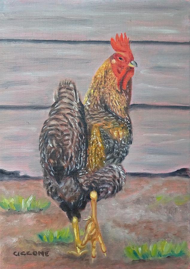 Mannys Rooster Painting by Jill Ciccone Pike