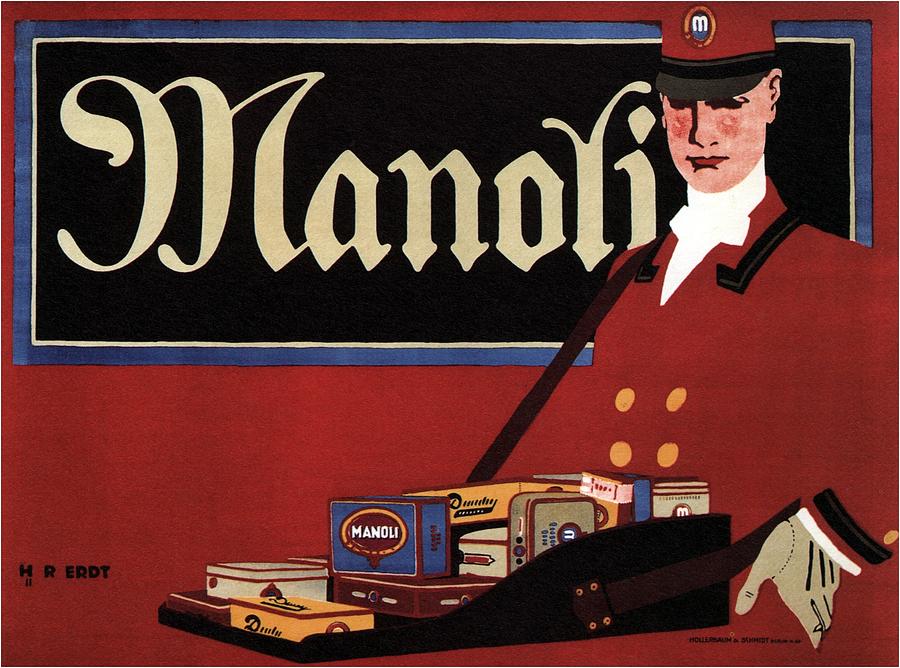 Manoli - Cigarette Vendor - Vintage Advertising Poster Mixed Media