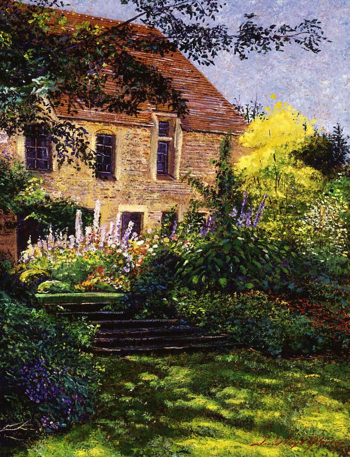 Garden Painting - Manor House Steps by David Lloyd Glover
