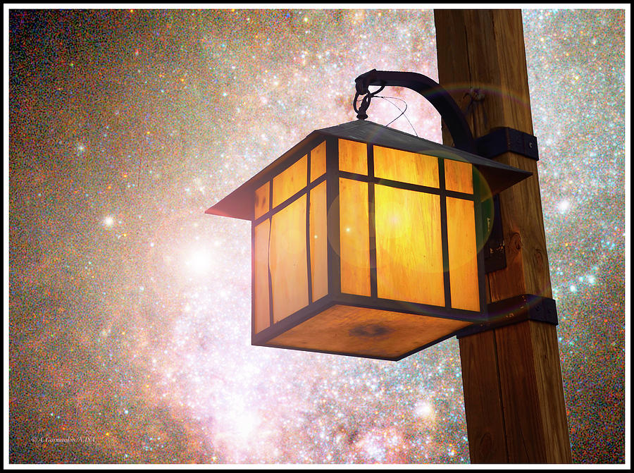 Mans Light and Gods Light, Mission Lamp, Starry Night Fantasy Photograph by A Macarthur Gurmankin