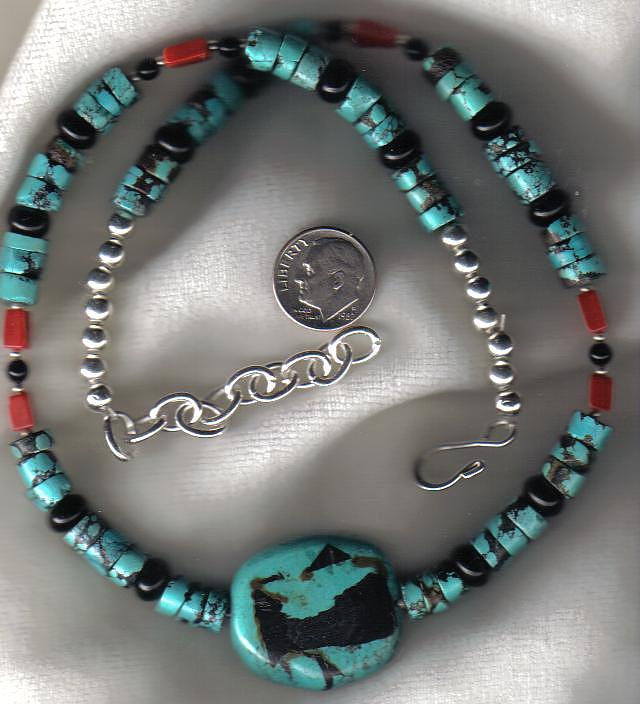 Women Men Western Country 3 Stone Turquoise Necklace with silver spacers  Jewelry | eBay