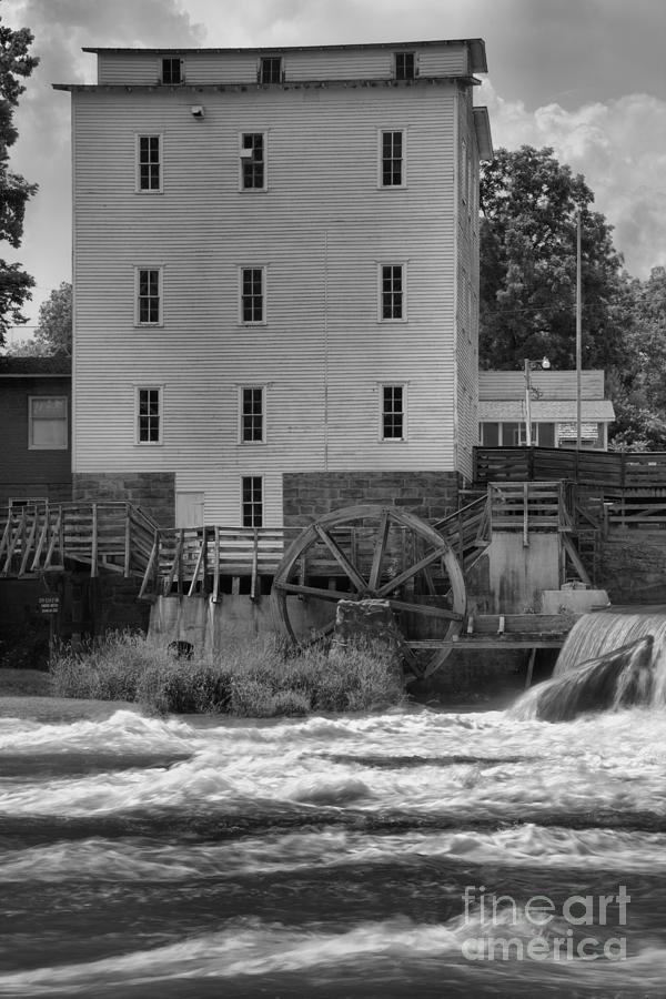 Mansfield Grist Mill Portrait Black And White Photograph by Adam Jewell
