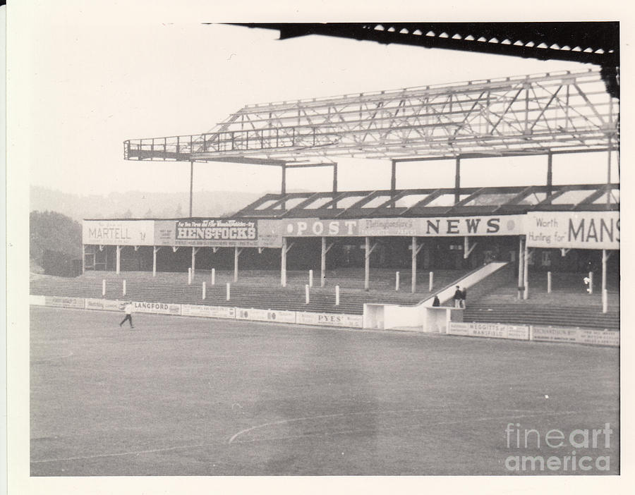 Mansfield Town - Field Mill - West Stand 1 - BW - 1966 Photograph by Legendary Football Grounds
