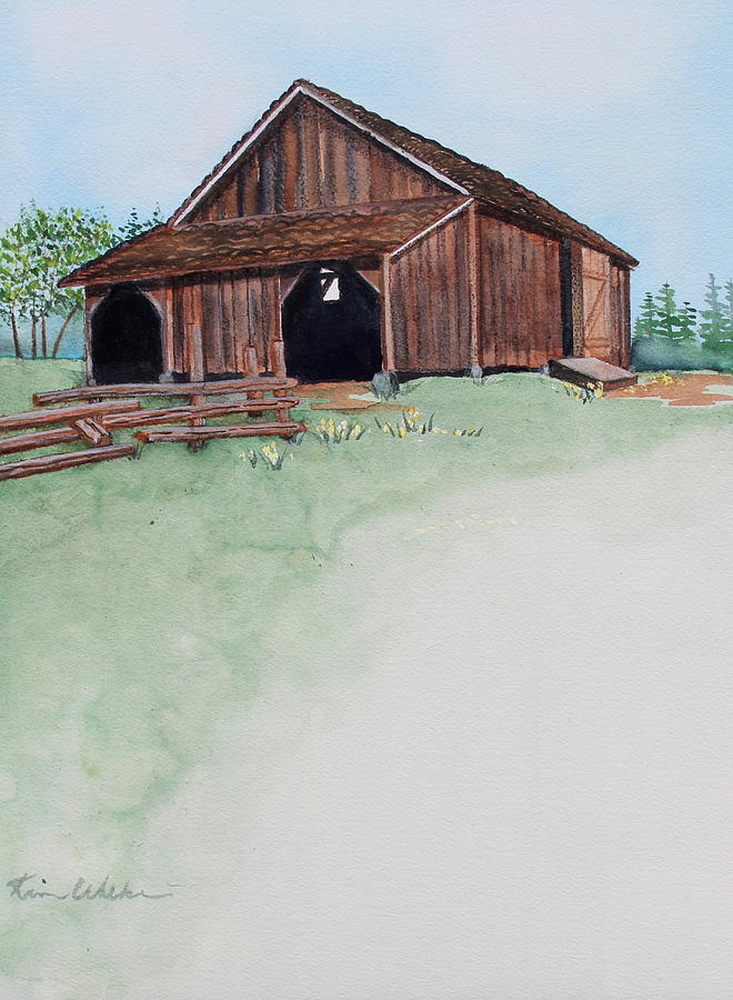 Manson Barn Watercolor Painting by Kimberly Walker
