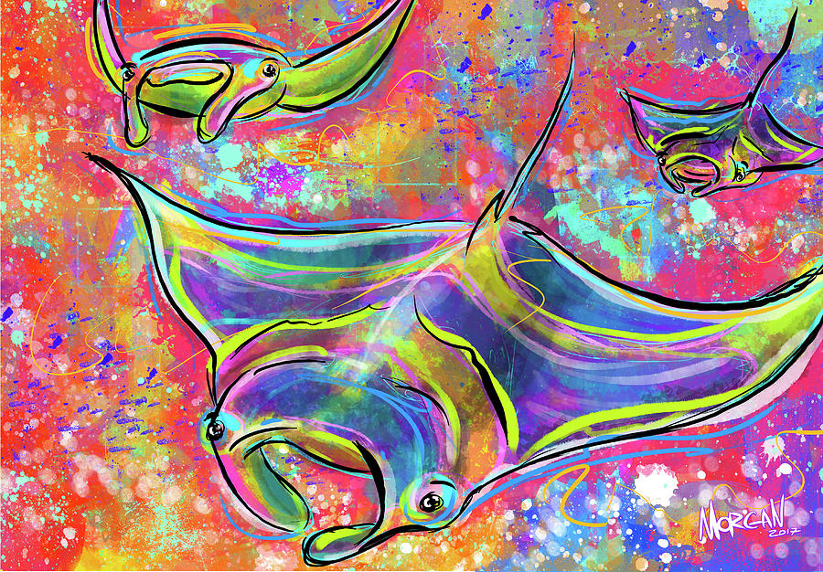 Ocean Digital Art - Mantas by Morgan Richardson Ocean Digital Art - Mantas by Morgan Richardson