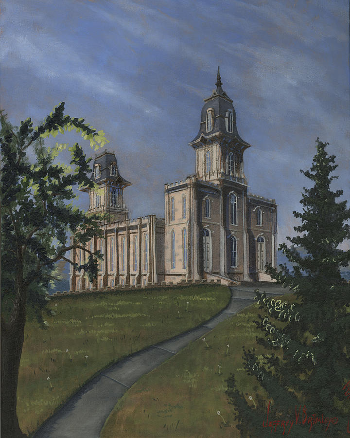 Tree Painting - Manti Temple East Doors by Jeff Brimley