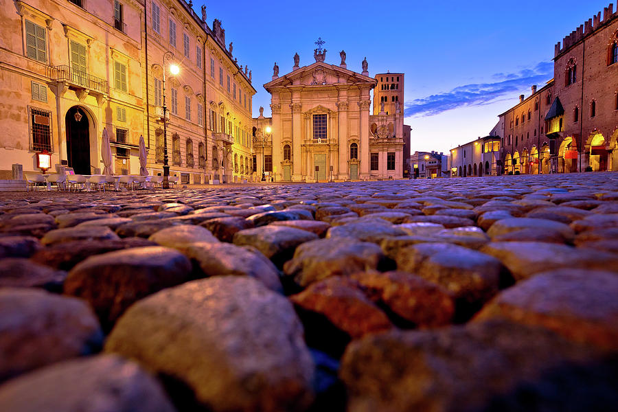 Mantova city Piazza Sordello evening view Photograph by Brch Photography