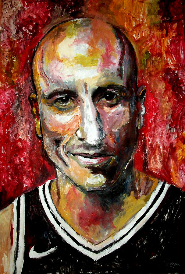 Basketball Painting - Manu Ginobili by Marcelo Neira